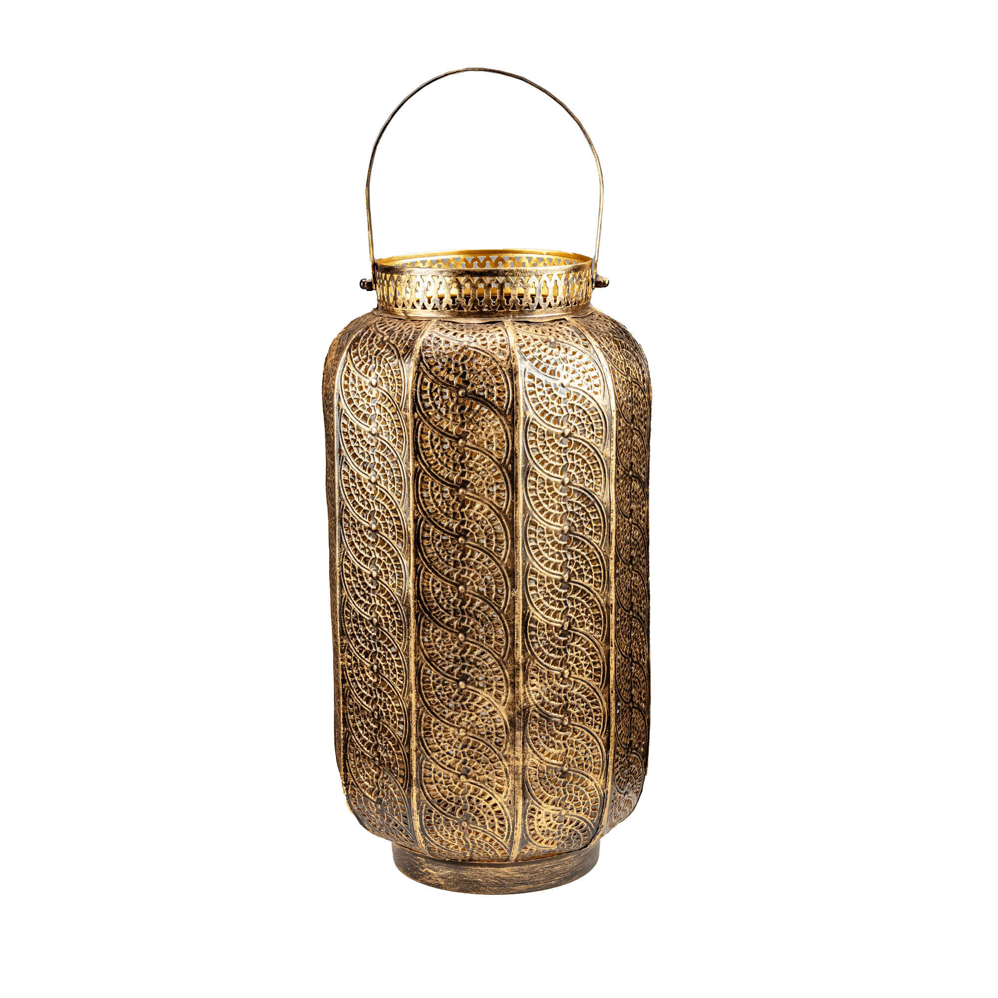 Metal lantern with handle 21×21×H39 cm Bronze